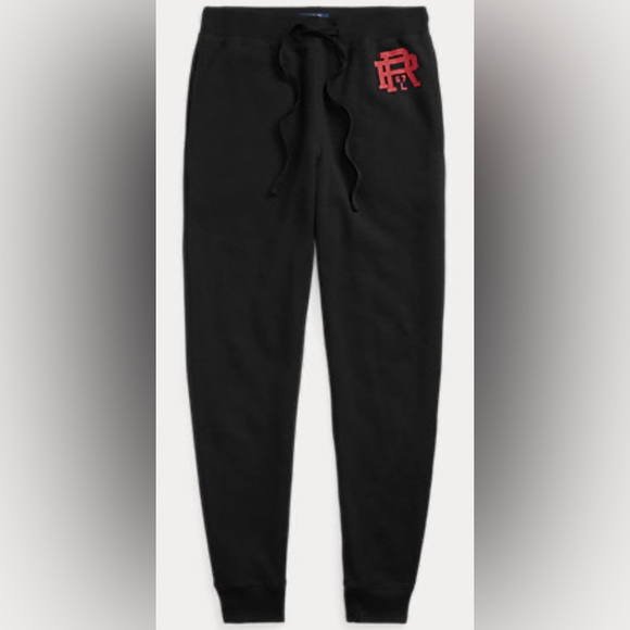 Polo Ralph Lauren Brushed Fleece Sleep Jogger Black & Red - Picture 1 of 1